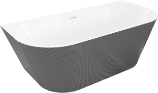 Mexen Oris wanna wolnostojąca przyścienna ryflowana 170 x 80 cm, biała/szara, przelew biały - 52871708062-20