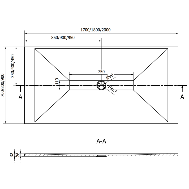 Mexen Toro brodzik prostokątny SMC 200 x 90 cm, biały - 43109020
