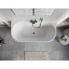 Mexen Oris wanna wolnostojąca przyścienna ryflowana 170 x 80 cm, biała/czarna, przelew gun metal - 52871708075-95