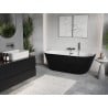 Mexen Oris wanna wolnostojąca przyścienna ryflowana 170 x 80 cm, biała/czarna, przelew gun metal - 52871708075-95