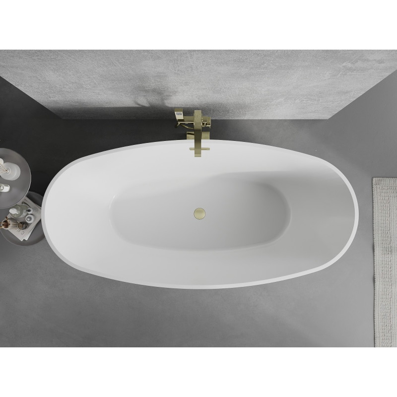 Mexen Lira wanna wolnostojąca wzór 170 x 80 cm, biała/czarna, przelew złoty szczotkowany - 52831708075-55