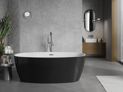 Mexen Lira wanna wolnostojąca wzór 170 x 80 cm, biała/czarna, przelew gun metal - 52831708075-95