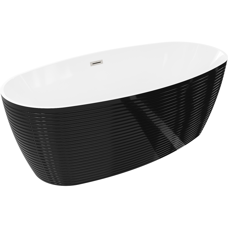 Mexen Lira wanna wolnostojąca wzór 170 x 80 cm, biała/czarna, przelew nikiel szczotkowany - 52831708075-97