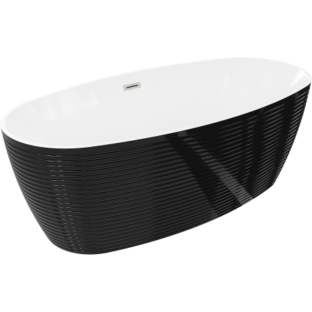 Mexen Lira wanna wolnostojąca wzór 170 x 80 cm, biała/czarna, przelew nikiel szczotkowany - 52831708075-97