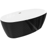Mexen Lira wanna wolnostojąca wzór 170 x 80 cm, biała/czarna, przelew nikiel szczotkowany - 52831708075-97