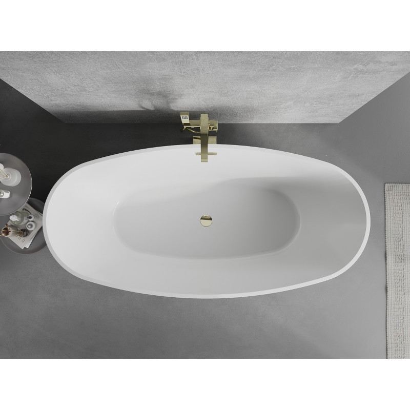 Mexen Lira wanna wolnostojąca wzór 170 x 80 cm, biała/czarna, przelew złoty - 52831708075-50