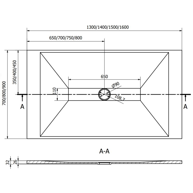 Mexen Toro brodzik prostokątny SMC 150 x 70 cm, czarny - 43707015