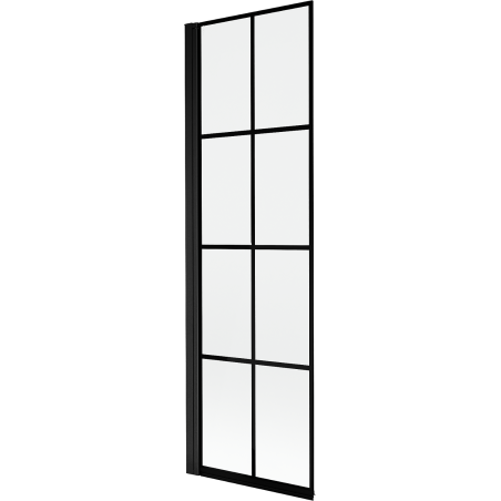 Mexen Mist parawan nawannowy 1-skrzydłowy lewy 60 x 150 cm, czarna kratka, czarny - 8A9-060-001-70-77-L