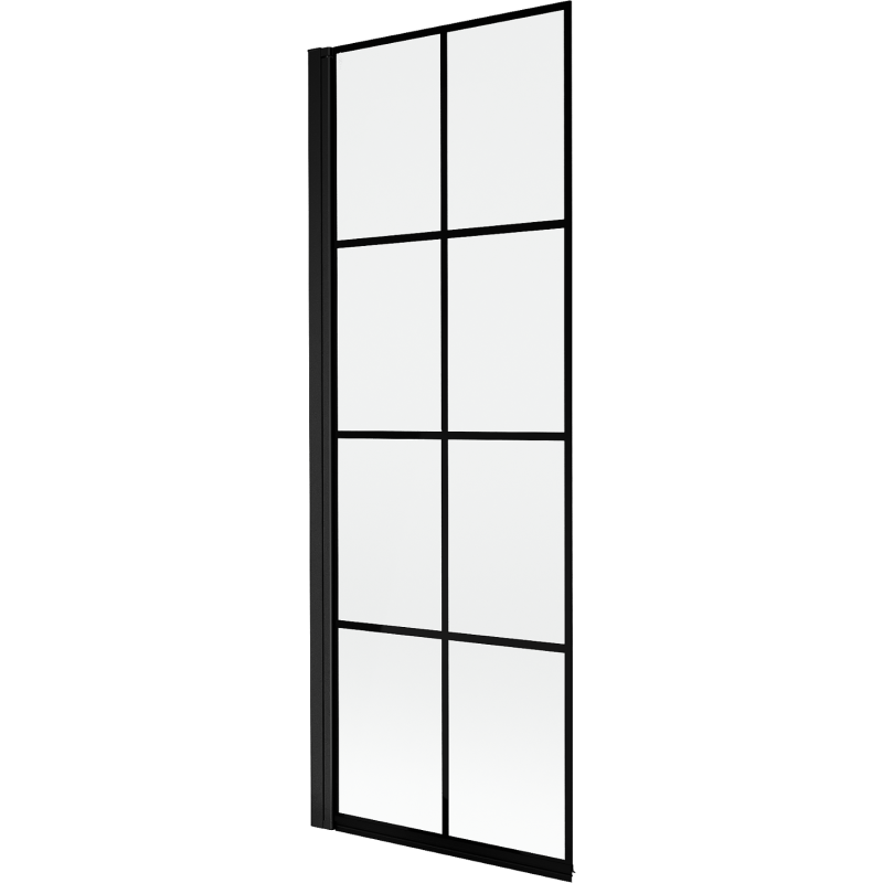 Mexen Mist parawan nawannowy 1-skrzydłowy lewy 70 x 150 cm, czarna kratka, czarny - 8A9-070-001-70-77-L