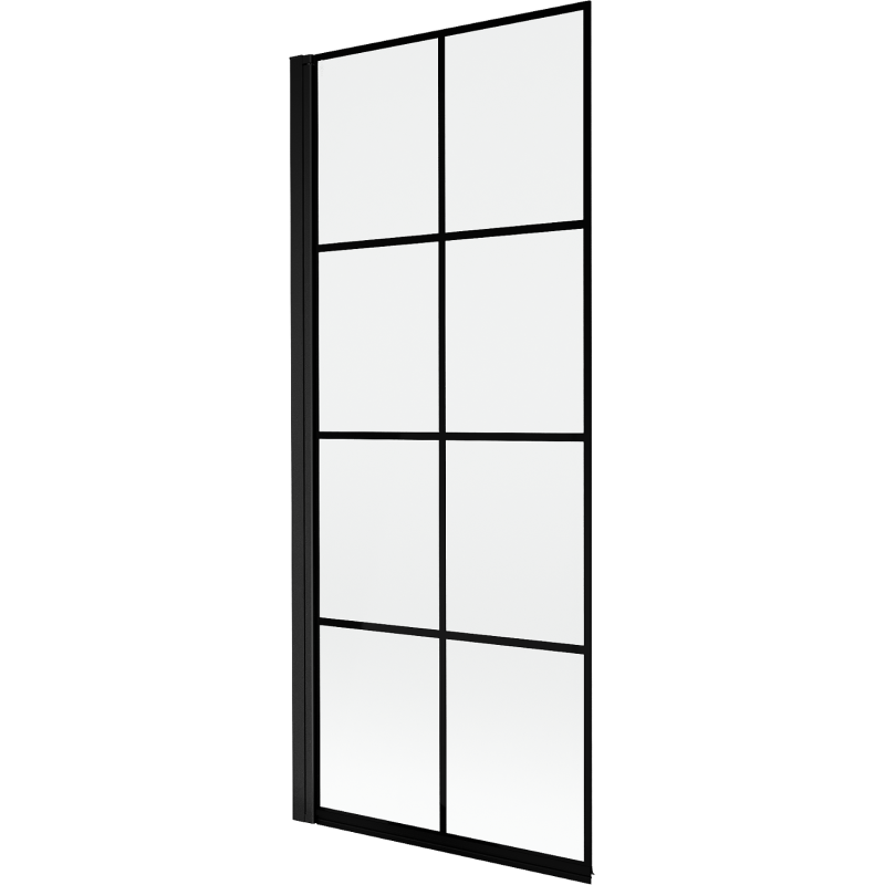 Mexen Mist parawan nawannowy 1-skrzydłowy lewy 80 x 150 cm, czarna kratka, czarny - 8A9-080-001-70-77-L