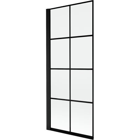 Mexen Mist parawan nawannowy 1-skrzydłowy lewy 80 x 150 cm, czarna kratka, czarny - 8A9-080-001-70-77-L