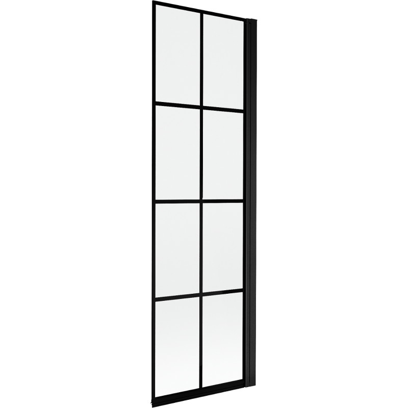 Mexen Mist parawan nawannowy 1-skrzydłowy prawy 60 x 150 cm, czarna kratka, czarny - 8A9-060-001-70-77-P