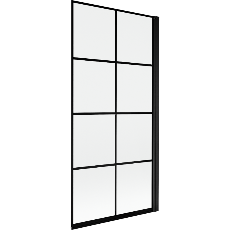 Mexen Mist parawan nawannowy 1-skrzydłowy prawy 90 x 150 cm, czarna kratka, czarny - 8A9-090-001-70-77-P