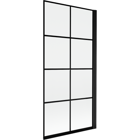 Mexen Mist parawan nawannowy 1-skrzydłowy prawy 90 x 150 cm, czarna kratka, czarny - 8A9-090-001-70-77-P