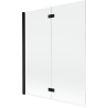 Mexen Mist parawan nawannowy 2-skrzydłowy lewy 140 x 150 cm, transparent, czarny - 8A9-140-002-70-00-L