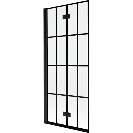Mexen Mist parawan nawannowy 2-skrzydłowy lewy 80 x 150 cm, czarna kratka, czarny - 8A9-080-002-70-77-L