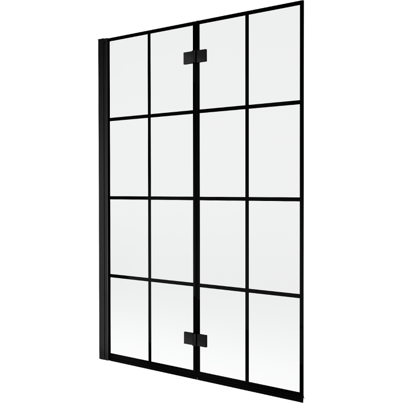 Mexen Mist parawan nawannowy 2-skrzydłowy lewy 120 x 150 cm, czarna kratka, czarny - 8A9-120-002-70-77-L