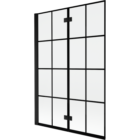 Mexen Mist parawan nawannowy 2-skrzydłowy lewy 120 x 150 cm, czarna kratka, czarny - 8A9-120-002-70-77-L