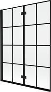 Mexen Mist parawan nawannowy 2-skrzydłowy lewy 130 x 150 cm, czarna kratka, czarny - 8A9-130-002-70-77-L