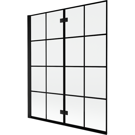 Mexen Mist parawan nawannowy 2-skrzydłowy lewy 140 x 150 cm, czarna kratka, czarny - 8A9-140-002-70-77-L