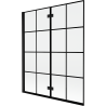 Mexen Mist parawan nawannowy 2-skrzydłowy lewy 140 x 150 cm, czarna kratka, czarny - 8A9-140-002-70-77-L