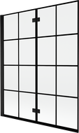 Mexen Mist parawan nawannowy 2-skrzydłowy lewy 140 x 150 cm, czarna kratka, czarny - 8A9-140-002-70-77-L