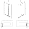 Mexen Mist parawan nawannowy 2-skrzydłowy prawy 80 x 150 cm, czarna kratka, czarny - 8A9-080-002-70-77-P