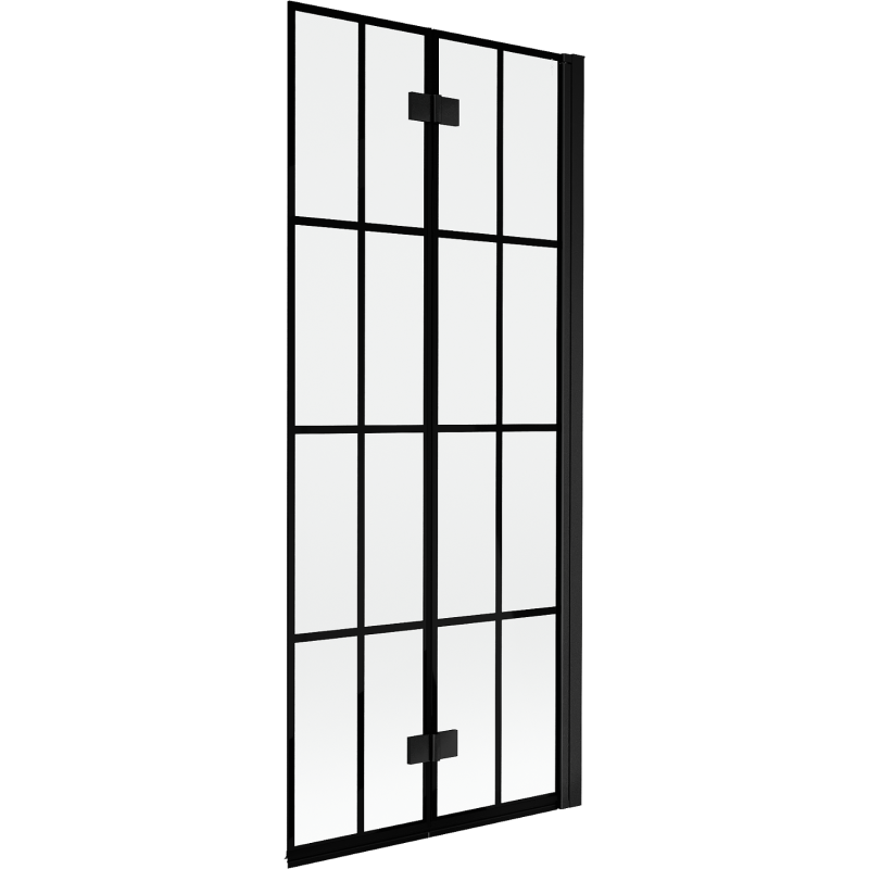 Mexen Mist parawan nawannowy 2-skrzydłowy prawy 80 x 150 cm, czarna kratka, czarny - 8A9-080-002-70-77-P