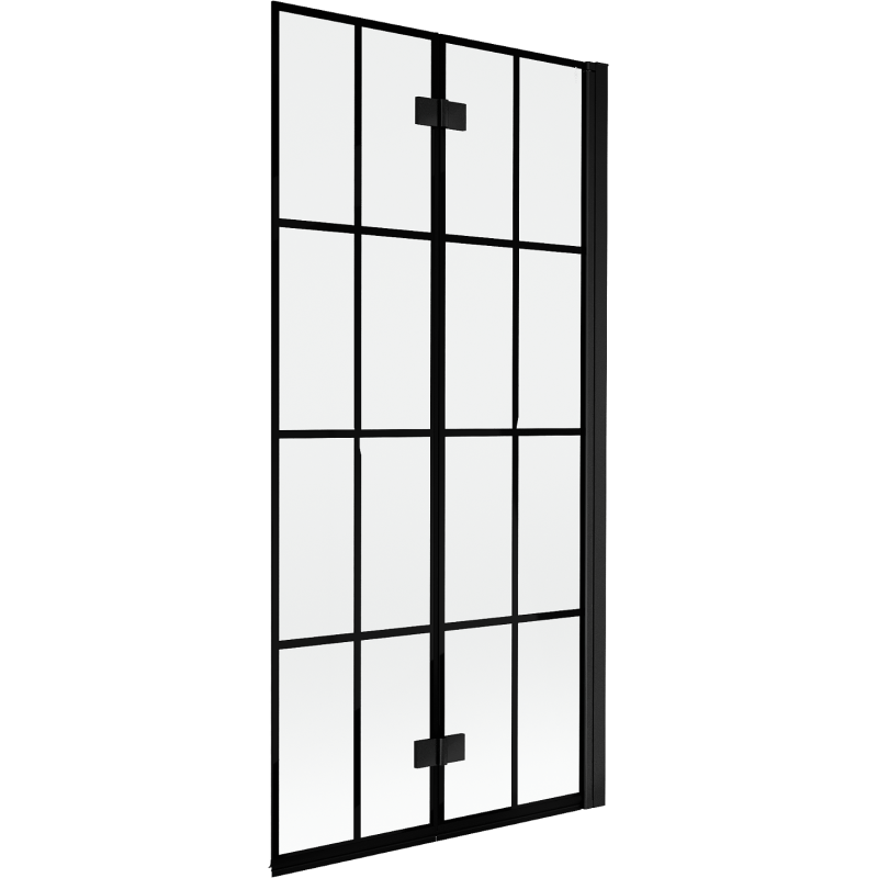 Mexen Mist parawan nawannowy 2-skrzydłowy prawy 90 x 150 cm, czarna kratka, czarny - 8A9-090-002-70-77-P