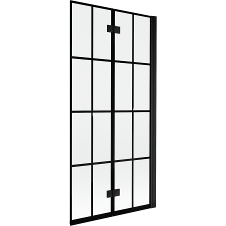 Mexen Mist parawan nawannowy 2-skrzydłowy prawy 90 x 150 cm, czarna kratka, czarny - 8A9-090-002-70-77-P