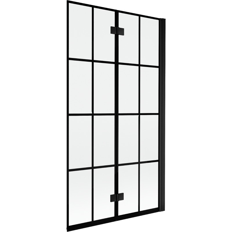 Mexen Mist parawan nawannowy 2-skrzydłowy prawy 100 x 150 cm, czarna kratka, czarny - 8A9-100-002-70-77-P