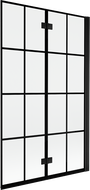 Mexen Mist parawan nawannowy 2-skrzydłowy prawy 110 x 150 cm, czarna kratka, czarny - 8A9-110-002-70-77-P