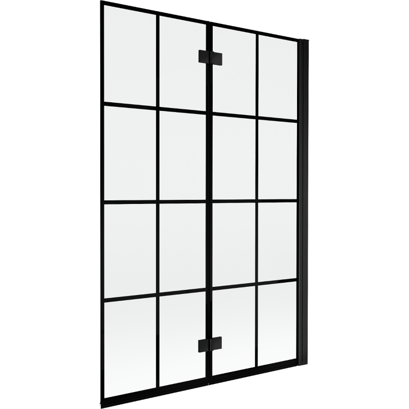 Mexen Mist parawan nawannowy 2-skrzydłowy prawy 120 x 150 cm, czarna kratka, czarny - 8A9-120-002-70-77-P