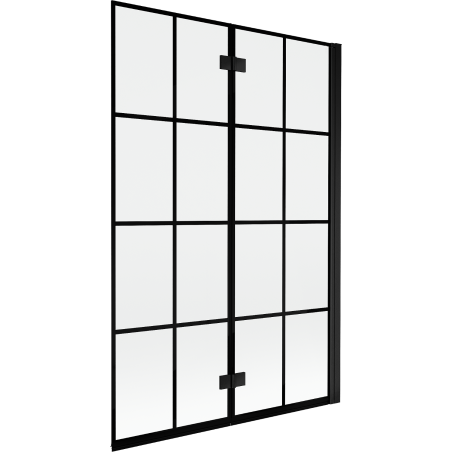 Mexen Mist parawan nawannowy 2-skrzydłowy prawy 120 x 150 cm, czarna kratka, czarny - 8A9-120-002-70-77-P