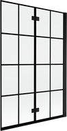 Mexen Mist parawan nawannowy 2-skrzydłowy prawy 120 x 150 cm, czarna kratka, czarny - 8A9-120-002-70-77-P