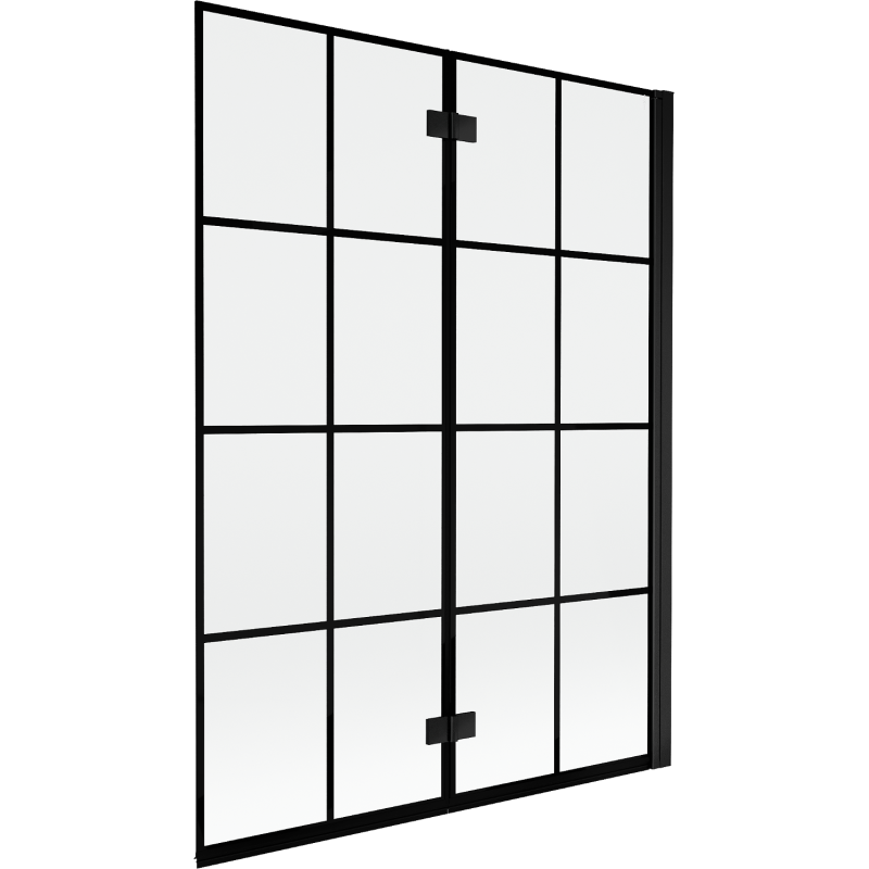 Mexen Mist parawan nawannowy 2-skrzydłowy prawy 130 x 150 cm, czarna kratka, czarny - 8A9-130-002-70-77-P