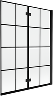 Mexen Mist parawan nawannowy 2-skrzydłowy prawy 130 x 150 cm, czarna kratka, czarny - 8A9-130-002-70-77-P