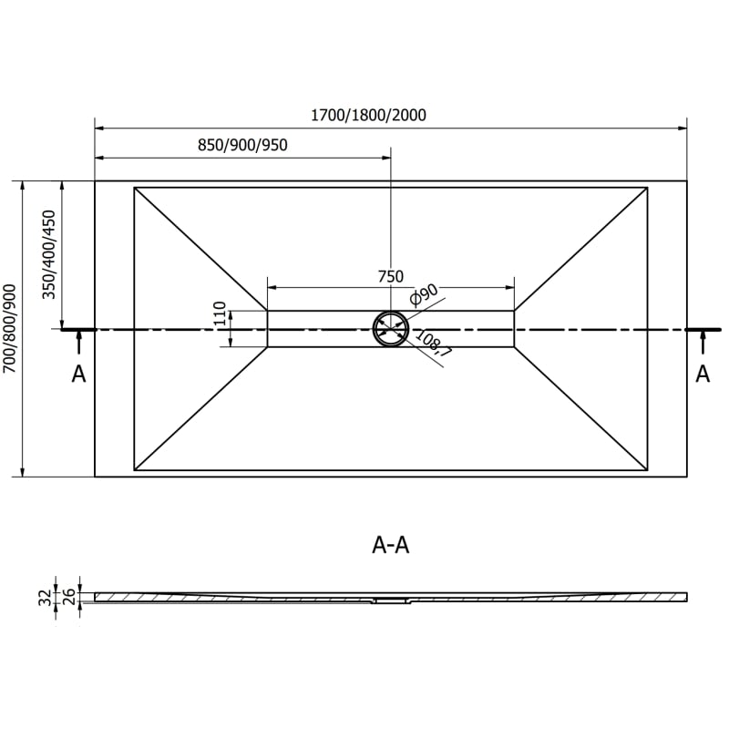 Mexen Toro brodzik prostokątny SMC 180 x 80 cm, czarny - 43708018
