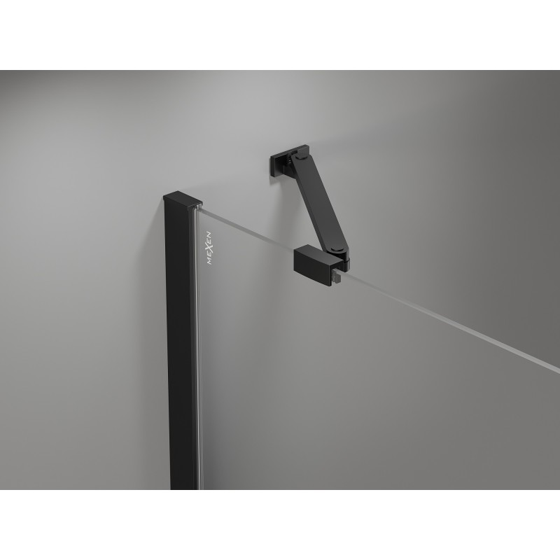 Mexen Mist parawan nawannowy 2-skrzydłowy lewy 120 x 150 cm, czarna kratka, czarny - 8A9-120-011-70-77-L