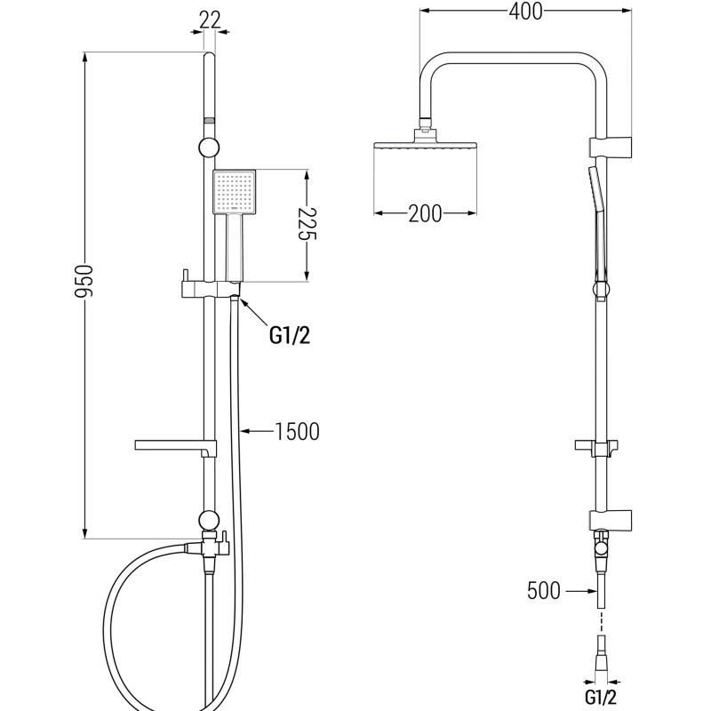 Mexen X45 kolumna prysznicowa, złota - 798454591-50