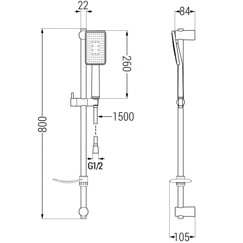 Mexen DF54 zestaw prysznicowy suwany, czarny - 785544582-71