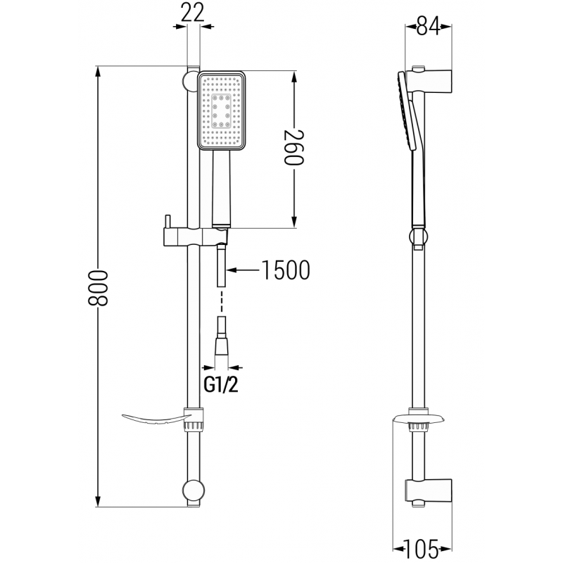 Mexen DF54 zestaw prysznicowy suwany, czarny/chrom - 785544582-17