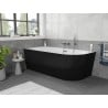 Mexen Silo wanna wolnostojąca narożna lewa ryflowana  170 x 80 cm, biała/czarna, przelew gun metal - 52891708075L-95