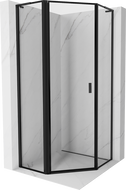 Mexen Mist L kabina prysznicowa pięciokątna uchylna lewa 90 x 90 cm, czarna ramka, czarna - 8A8L-090-090-70-70-L