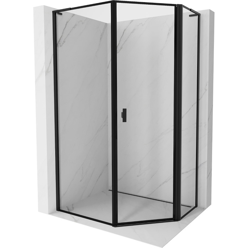 Mexen Mist L kabina prysznicowa pięciokątna asymetryczna uchylna prawa 80 x 90 cm, czarna ramka, czarna - 8A8L-080-090-70-70-P