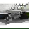 Mexen Silo wanna wolnostojąca narożna prawa ryflowana  150 x 75 cm, biała/czarna, przelew nikiel szczotkowany - 52891507575P-97