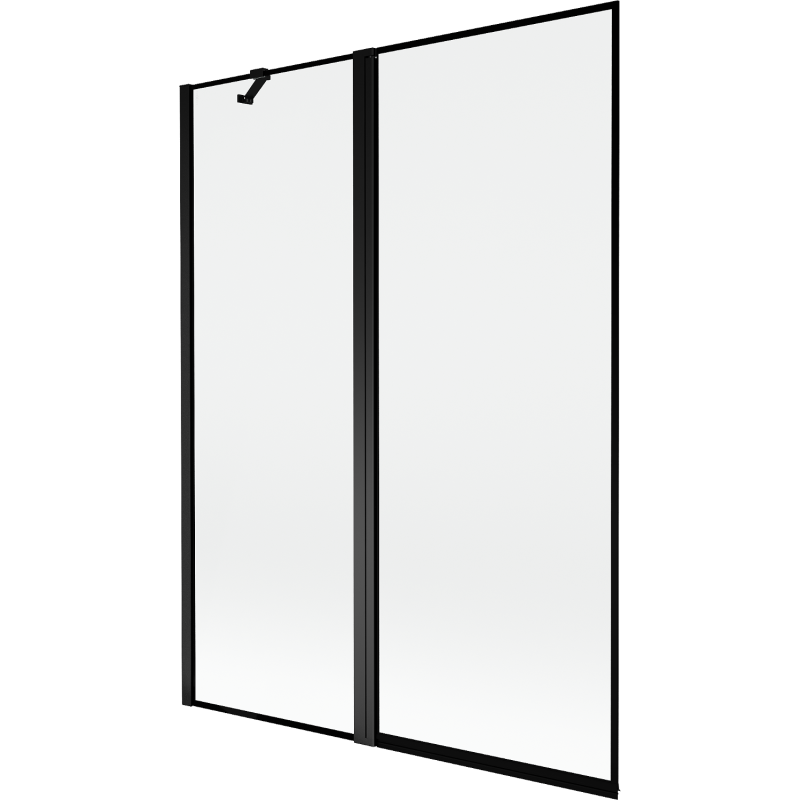 Mexen Mist parawan nawannowy 2-skrzydłowy lewy 130 x 150 cm, czarna ramka, czarny - 8A9-130-011-70-70-L
