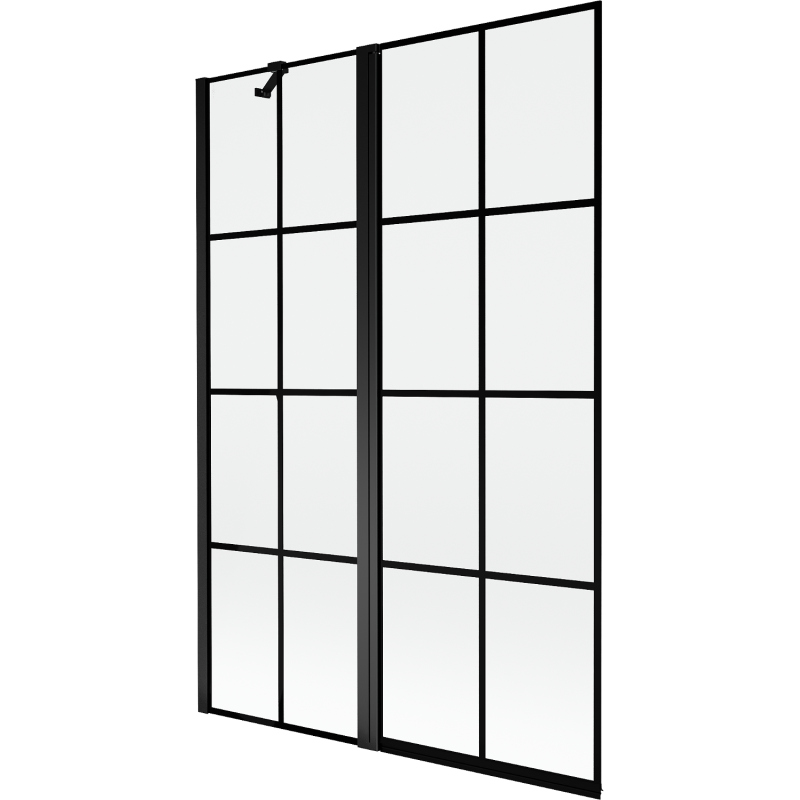 Mexen Mist parawan nawannowy 2-skrzydłowy lewy 120 x 150 cm, czarna kratka, czarny - 8A9-120-011-70-77-L