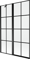 Mexen Mist parawan nawannowy 2-skrzydłowy lewy 120 x 150 cm, czarna kratka, czarny - 8A9-120-011-70-77-L