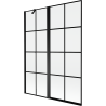 Mexen Mist parawan nawannowy 2-skrzydłowy lewy 130 x 150 cm, czarna kratka, czarny - 8A9-130-011-70-77-L